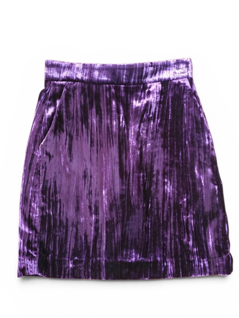 & Other Stories Purple Velvet Mini Party Skirt Side Deep Pockets, Size 0